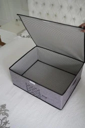 Flosoft 3 ADET Keçe Kapaklı Baza Hurcu, Çok Amaçlı Düzenleyici Organizer 50x40x19 Cm GRİ thumbnail 3