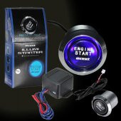 12V Araba Motoru Başlat Basmalı Düğme Anahtarı Ateşleme Marş Kiti Mavi Led Evrensel - 4