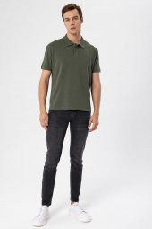 Polo Yaka Regular Kalıp Armürlü Tişört - 2