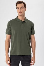 Polo Yaka Regular Kalıp Armürlü Tişört - 4