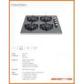 Silverline FS5425S01 Gri Cam Set Üstü Ocak thumbnail 2