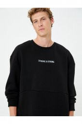 Spor Sweatshirt Slogan Baskılı Kanguru Cepli Bisiklet Yaka thumbnail 2