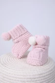 Babyhola Kız Erkek %100 Triko İlk Adım Ponponlu Patik 0-6 ay Yenidoğan Kutulu Hediyelik 8009 - 11