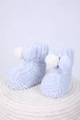 Babyhola Kız Erkek %100 Triko İlk Adım Ponponlu Patik 0-6 ay Yenidoğan Kutulu Hediyelik 8009 - 9