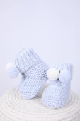Babyhola Kız Erkek %100 Triko İlk Adım Ponponlu Patik 0-6 ay Yenidoğan Kutulu Hediyelik 8009 - 8