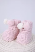 Babyhola Kız Erkek %100 Triko İlk Adım Ponponlu Patik 0-6 ay Yenidoğan Kutulu Hediyelik 8009 - 10