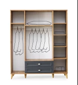 Irmak 4 Kapılı 2 Çekmeceli Gardrop Elbise Dolabı 160x48x195cm - 6