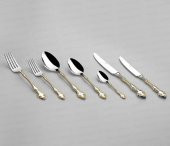 Nehir Çatal Kaşık Bıçak Takımı 84 Parça Adriana Altın - 5