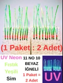 Eagenset Çapari İstavrit Çaparisi, Ultraviyole UV Neon 11 No Beyaz İğne, 10 İgneli Çapari 2li Paket thumbnail 3