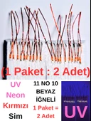 Eagenset Çapari İstavrit Çaparisi, Ultraviyole UV Neon 11 No Beyaz İğne, 10 İgneli Çapari 2li Paket thumbnail 11