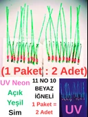 Eagenset Çapari İstavrit Çaparisi, Ultraviyole UV Neon 11 No Beyaz İğne, 10 İgneli Çapari 2li Paket thumbnail 2