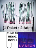 Eagenset Çapari İstavrit Çaparisi, Ultraviyole UV Neon 11 No Beyaz İğne, 10 İgneli Çapari 2li Paket - 1