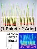 Eagenset Çapari İstavrit Çaparisi, Ultraviyole UV Neon 11 No Beyaz İğne, 10 İgneli Çapari 2li Paket - 7