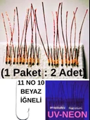 Eagenset Çapari İstavrit Çaparisi, Ultraviyole UV Neon 11 No Beyaz İğne, 10 İgneli Çapari 2li Paket - 11
