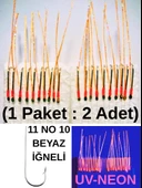 Eagenset Çapari İstavrit Çaparisi, Ultraviyole UV Neon 11 No Beyaz İğne, 10 İgneli Çapari 2li Paket - 5
