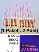 Eagenset Çapari İstavrit Çaparisi, Ultraviyole UV Neon 11 No Beyaz İğne, 10 İgneli Çapari 2li Paket - 6