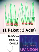 Eagenset Çapari İstavrit Çaparisi, Ultraviyole UV Neon 11 No Beyaz İğne, 10 İgneli Çapari 2li Paket - 2