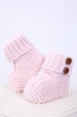 Babyhola Kız Erkek %100 Triko İlk Adım Düğmeli Patik 0-6 ay Yenidoğan Kutulu Hediyelik 8011 - 8