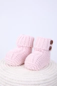Babyhola Kız Erkek %100 Triko İlk Adım Düğmeli Patik 0-6 ay Yenidoğan Kutulu Hediyelik 8011 - 6