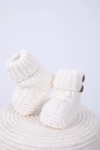 Babyhola Kız Erkek %100 Triko İlk Adım Düğmeli Patik 0-6 ay Yenidoğan Kutulu Hediyelik 8011 - 10