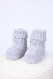 Babyhola Kız Erkek %100 Triko İlk Adım Patik 0-6 ay Yenidoğan Kutulu Hediyelik 8008-1 - 1
