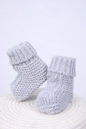 Babyhola Kız Erkek %100 Triko İlk Adım Patik 0-6 ay Yenidoğan Kutulu Hediyelik 8008-1 - 2