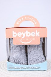 Babyhola Kız Erkek %100 Triko İlk Adım Patik 0-6 ay Yenidoğan Kutulu Hediyelik 8008-1 - 3