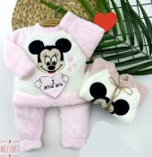 Welsoft Kumaş Mickey Desenli Uzun Kollu 2li Kız Erkek Bebek Takımı - 1