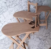 Çanta zigon 90225 kalpli Sehpa Dörtlü HAM Model Ahşap MDF HAM CNC Kesim El Yapım - 8