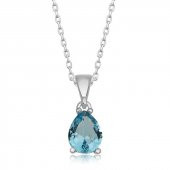 925 Ayar Gümüş Turkuaz Damla Taşlı Kadın Kolye - 1