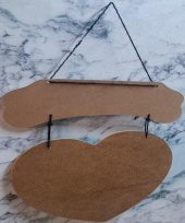 Hobi Adn 0226 Dekoratif Kapı Süsü Kalpli MODEL Ahşap MDF HAM CNC Kesim El Yapım - 2
