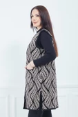 Kadın Vizon Desenli Cepli Uzun Kışlık Triko Anne Yelek - 4