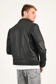 Echo Siyah Biker Deri Hakiki Deri Erkek - 6