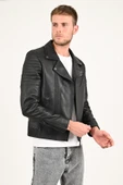 Echo Siyah Biker Deri Hakiki Deri Erkek - 1