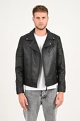Echo Siyah Biker Deri Hakiki Deri Erkek - 5