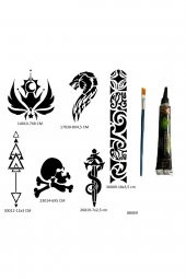 Kol Şerit 6 Adet  Şablon ve Hint Kınası Geçici Dövme Seti thumbnail 1
