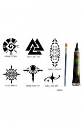 Aztek ve Maori 6 Adet Şablon ve Hint Kınası Geçici Dövme Seti thumbnail 1