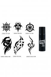 Tribal Kol Bacak 6 Adet Şablon ve Siyah Sprey Geçici Dövme Seti thumbnail 1