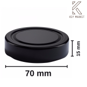 Twıst Of 20 Adet 70 mm Yarım Etek Siyah Cam Kavanoz Kapağı (20li) - 2