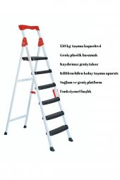 ZE Zigana Ev Gereçleri Elegance 5+1 Geniş Basamaklı Kolay Taşıma Aparatlı Merdiven - 1