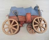 ANTİKA AHŞAP AT ARABASI EL YAPIMI OYUNCAK ARABA - 3