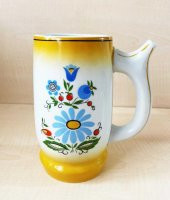 0.5LT AVRUBA EL BOYAMA POLONYA DAMGALI BİRA BARDAĞI KULPLU BARDAK TANKART - 1