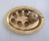 KALEM İŞÇİLİĞİ PİRİNÇ TEPSİ 6 BARDAK 1 ÇAYDANLIK - 2