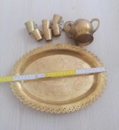 KALEM İŞÇİLİĞİ PİRİNÇ TEPSİ 6 BARDAK 1 ÇAYDANLIK - 4