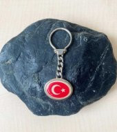VİNTAGE ÇİFT TARAFLI TÜRK BAYRAĞI TEMALI ANAHTARLIK AY YILDIZ - 1