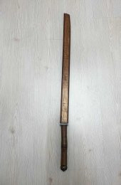 87 CM EL YAPIMI İŞLMELİ KILIÇ AHŞAP SAPLI VE AHŞAP KILIFLI KILIÇ - 4