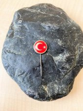 VİNTAGE TÜRK BAYRAĞI ROZET İĞNELİ BAYRAK ROZET YAKA BROŞU - 1