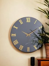 Galaxy Premium Serisi Aynalı 50 CM Sessiz Akar Roma Rakamlı Duvar Saati Füme thumbnail 1