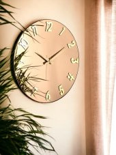 Galaxy Premium Serisi Aynalı 50 CM Sessiz Akar Duvar Saati Bronz thumbnail 1