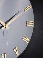 Galaxy Premium Serisi Aynalı 50 CM Sessiz Akar Roma Rakamlı Duvar Saati Füme thumbnail 3